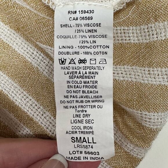 NWT | Elan | Khaki Stripe Spaghetti Strap Maxi Dress | White/Beige | Small - Picture 7 of 12